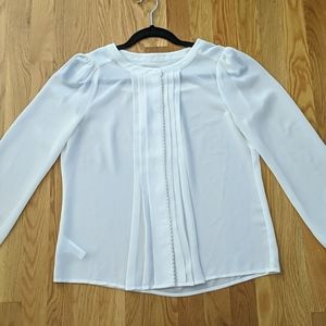 LOFT Chiffon Pleated Button Down Blouse